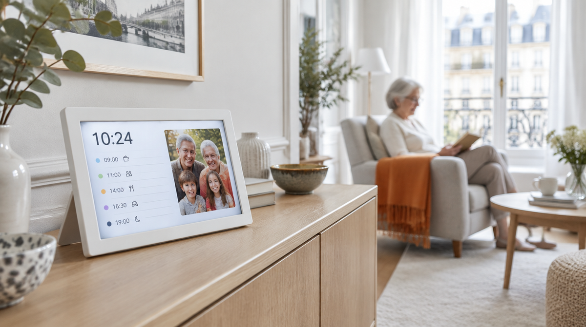 Calendrier connecté sur un buffet