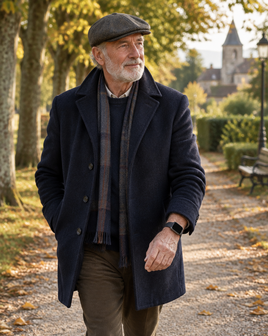 Homme âgé se promenant dans un parc